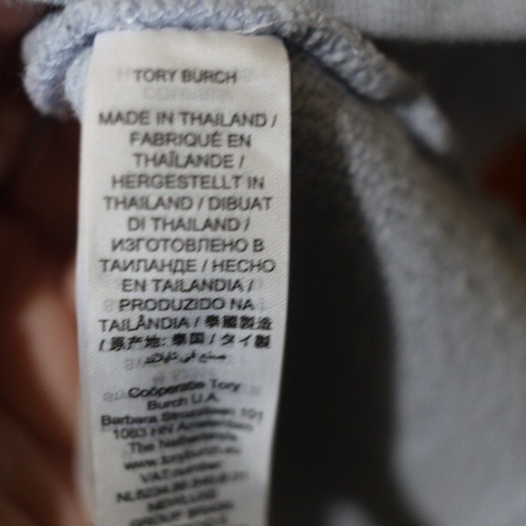 Tory Burch Tory Sport Small Blue Oversized Pullover Hoodie V-Logo Cotton - Picture 11 of 12